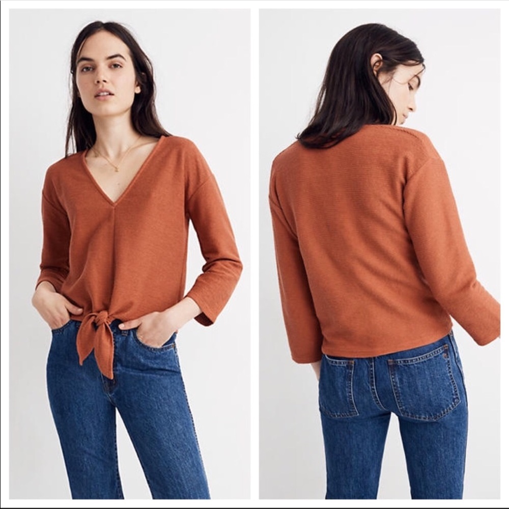 Madewell | Orange Long-Sleeve V-Neck. Size S